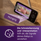Philips AVENT Philips Premium Connected Videophone, das bisher Beste Babyphone, Schlaf- und Atmungs-Tracking mit KI, Schrei-Interpretation, DEKRA Zertifiziert privat und sicher, SCD973/26