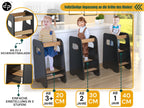 defiPad Lernturm ab 1 Jahr - 3 Stufen Höhenverstellbar, Sicher & Stabil - Learning Tower mit Kippschutz - Lernturm Montessori für Kinder - Hergestellt in der EU - Schwarz & Eiche