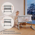 Lionelo Aurora 3 in 1 Babybett bis 9 kg, Beistellbett, Wiege, Höhenverstellug und Einstellung der Neigung der Matratze, 4 Räder mit Bremse Ergonomische Matratze Tasche