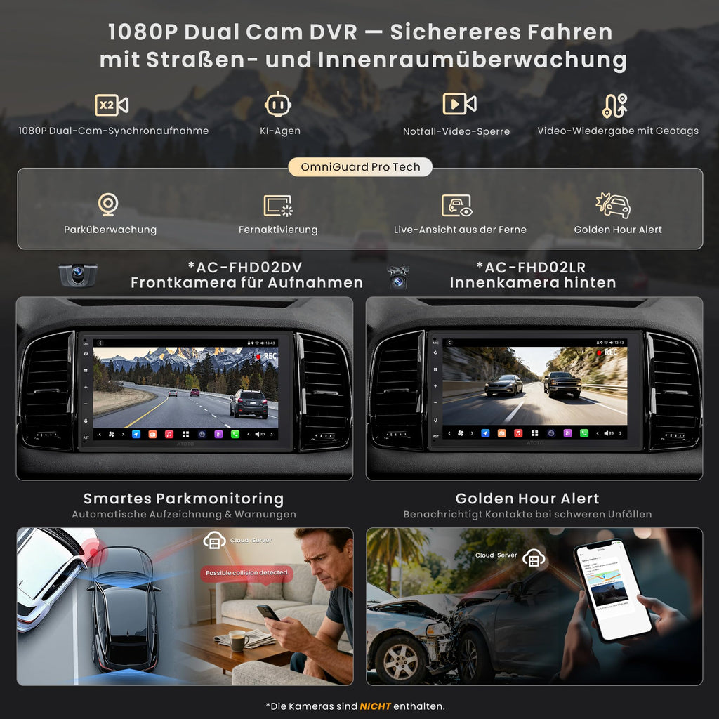 ATOTOZONE X10DG2B7E 7 Zoll Android DAB+ Autoradio Doppel-Din, 8+128G, 4G LTE, KI-Sprachassistent, Kabelloses Carplay & Android Auto, Duales Mikrofon & BT & Kameraeingang, 36B-EQ, HDMI-Eingang