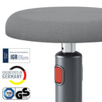 Leitz Active Sitz-Steh-Hocker, Ergonomischer höhenverstellbarer Wipphocker für 46 cm bis 79 cm Höhe, Runder Bürodrehstuhl oder -hocker, Ergo Cosy Serie, Grau, 65180089, Dunkelgrau