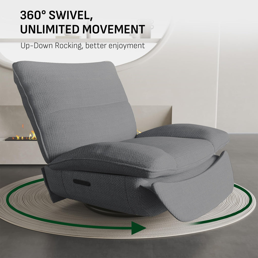 Softa Entspannungssessel, Manueller Schaukelstuhl mit verstellbarer Fußstütze, Seitentaschen, gepolsterte Sitzfläche und Rückenlehne, bequemer Liegesessel für das Wohnzimmer, Grau