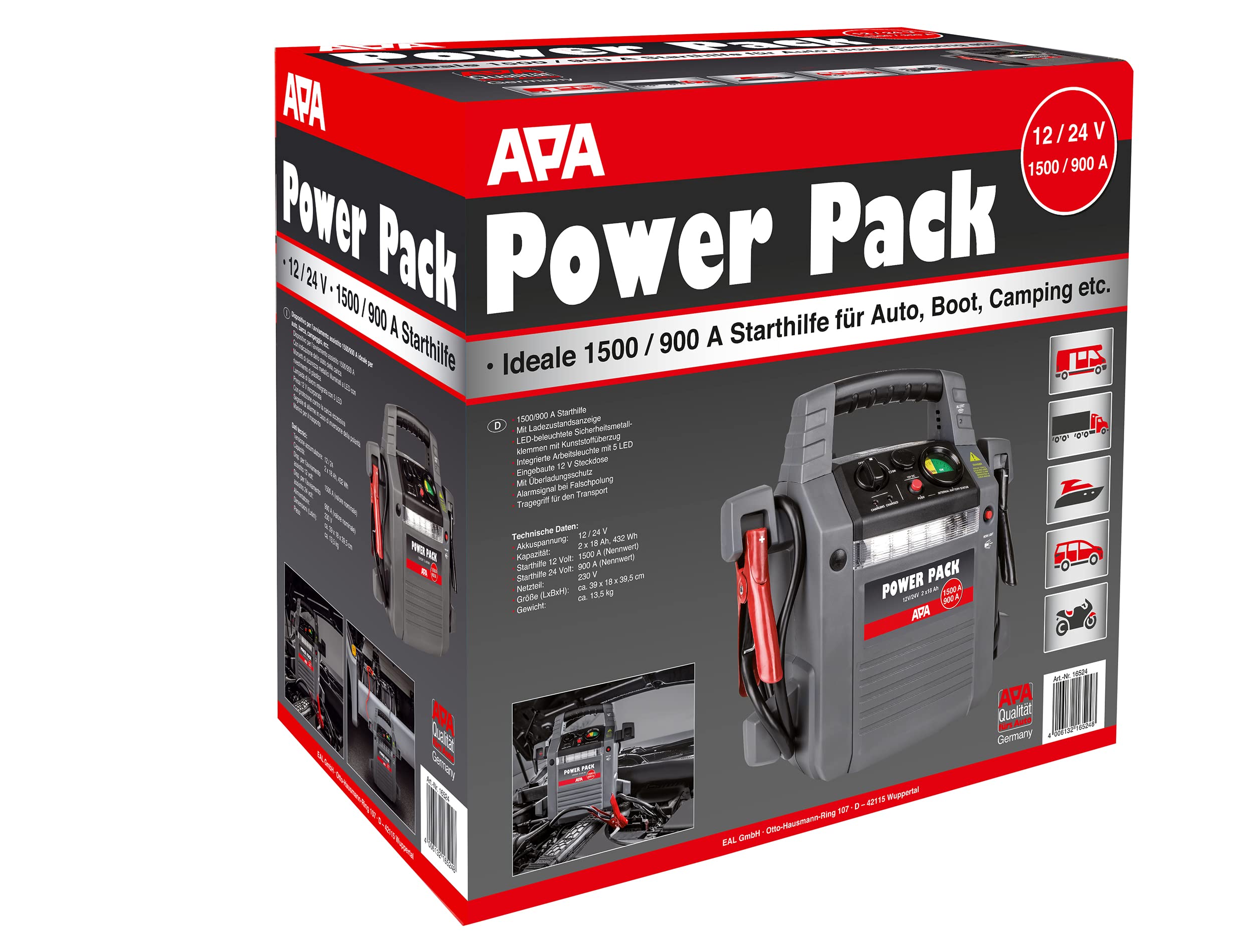 APA 16524 Power Pack 12/24V, Starthilfe 900A