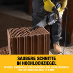 DEWALT 2-teiliges Alligator HM Spezialsägeblatt (für den Einsatz auf Alligator Spezialsägen, Arbeitslänge 430 mm, für Hochlochziegel bis Festigkeitsklasse 12 N/mm2), DT1974-QZ