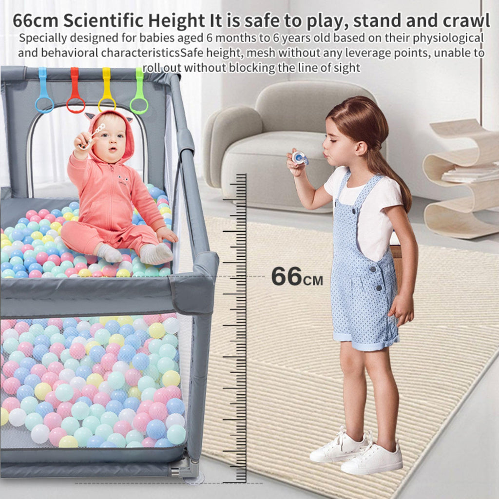 GLOKID Laufstall Baby 120 X 180cm, Laufgitter baby, große Sicherheitsspielplatz, mit Anti-Kollision Schaum Absperrgitter mit atmungsaktivem Netz, Einschließlich Ocean Balls y Pull Rings (XWL 1218)