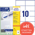 AVERY Zweckform 3425 Adressaufkleber (1.000 Klebeetiketten, 105x57mm auf A4, Papier matt, individuell bedruckbare Absenderetiketten, selbstklebende Adressetiketten mit ultragrip) 100 Blatt, weiß