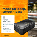 PIONEER TS-WX400DA Class-D Aktivsubwoofer mit digitaler Bassregelung für tiefedynamische Bässe (250 W), 2 frei wählbare Bassmodi, schwarz, 300 x 100 x 200 mm