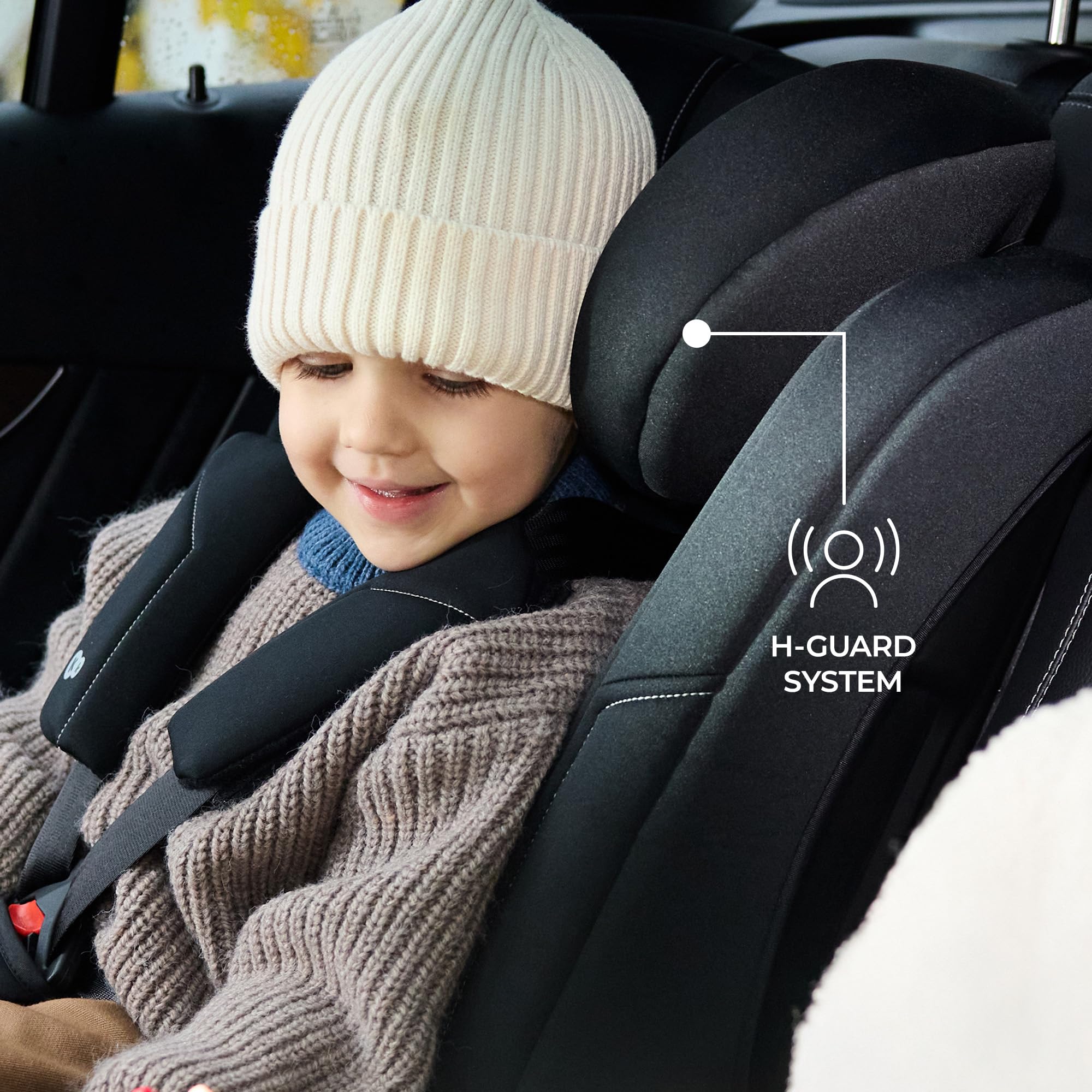 Kinderkraft SAFETY FIX 3 PRO 76-150 cm Kindersitz 9-36 kg, Kinderautositze mit isofix, Einstellung der Kopfstütze und Rückenlehne, extra TOP TETHER, 5 punkt gurte, Rosa