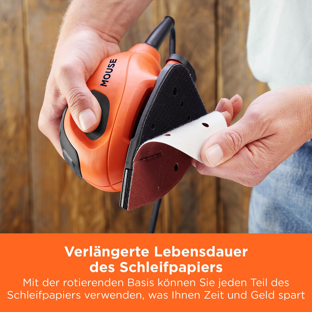 BLACK+DECKER 55W Kompakter elektrischer Deltaschleifer, mit Staubabsauganschluss und 15 Zubehörteilen, inklusive Schleifblättern, Detailschleifspitzen und einer Softtasche, BEW230BC-QS