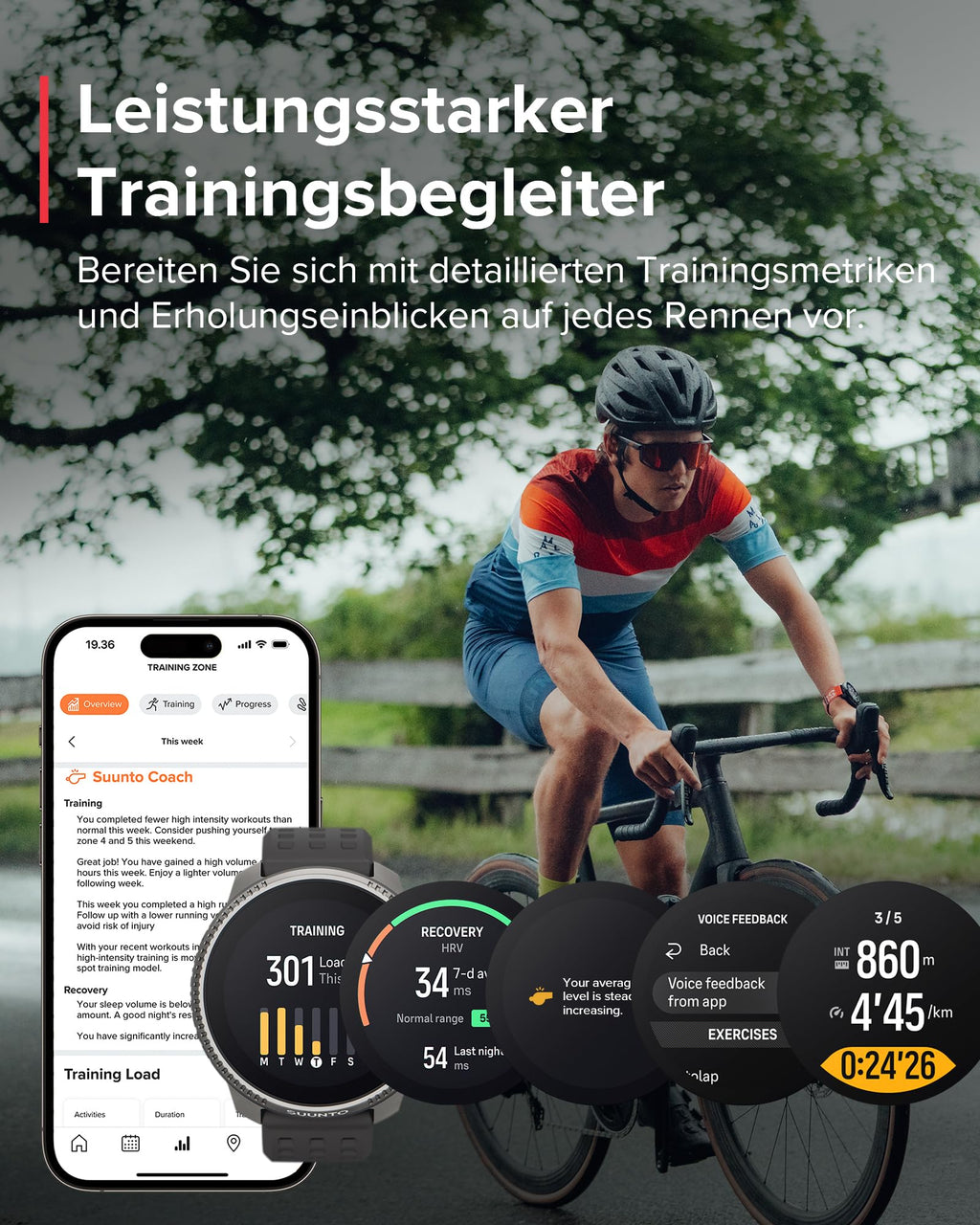 SUUNTO Race Sportuhr - Outdoor Smartwatch, 1,43" Helles AMOLED Display mit Saphirglas, Bequeme Uhrenkrone & Tasten Bedienung, Präzise Zweifrequenz GPS, Lange Akkulaufzeit, 100m Wasserdicht