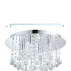 EGLO LED Deckenleuchte Almonte, 4 flammige Deckenlampe Bad, Badezimmer Lampe aus Metall in Chrom und klarem Kristal, LED Feuchtraumleuchte warmweiß, G9, IP44, Ø 35 cm