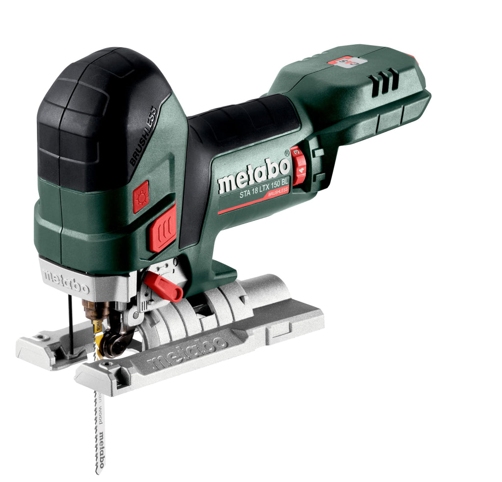 metabo Akku-Stichsäge STA 18 LTX 150 BL - 18 V, 150 mm Schnitttiefe Holz, 4 Pendelhubstufen - Brushless-Motor, LED-Licht, werkzeugloser Sägeblattwechsel, Staubabsaugung, Schutzplatte - Inkl. metaBOX