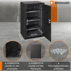 Brihard Business XXL Tresor mit Schlüssel 73x40x36cm & Feuerfeste Dokumententasche A4, 102L Großer Stahl Safe für Zuhause oder Büro mit 3 Höhenverstellbaren Ablagen, für Laptop, Geld & A4 Dokumente