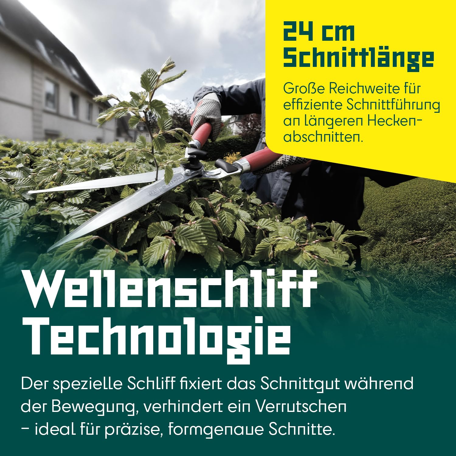 BERGER-Tools Heckenschere Komfort 4590 mit Wellenschliff und Anschlagdämpfer, Länge 54 cm, Rot, Heckenschere Komfort mit Wellenschliff 540mm