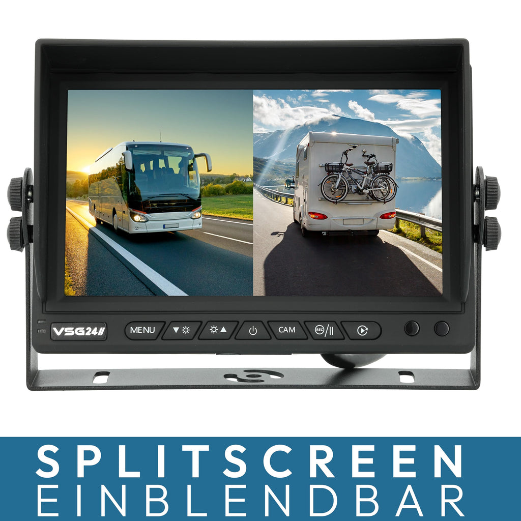 VSG24 Rückfahrkamera 7" HD Starter-Set inkl. Kamera, Monitor, Kabel - Wasserdicht Nachtsicht 12V-24V Einfache Montage/Robustes Rückfahrsystem für Auto Wohnwagen LKW Anhänger Wohnmobile Einparkhilfe