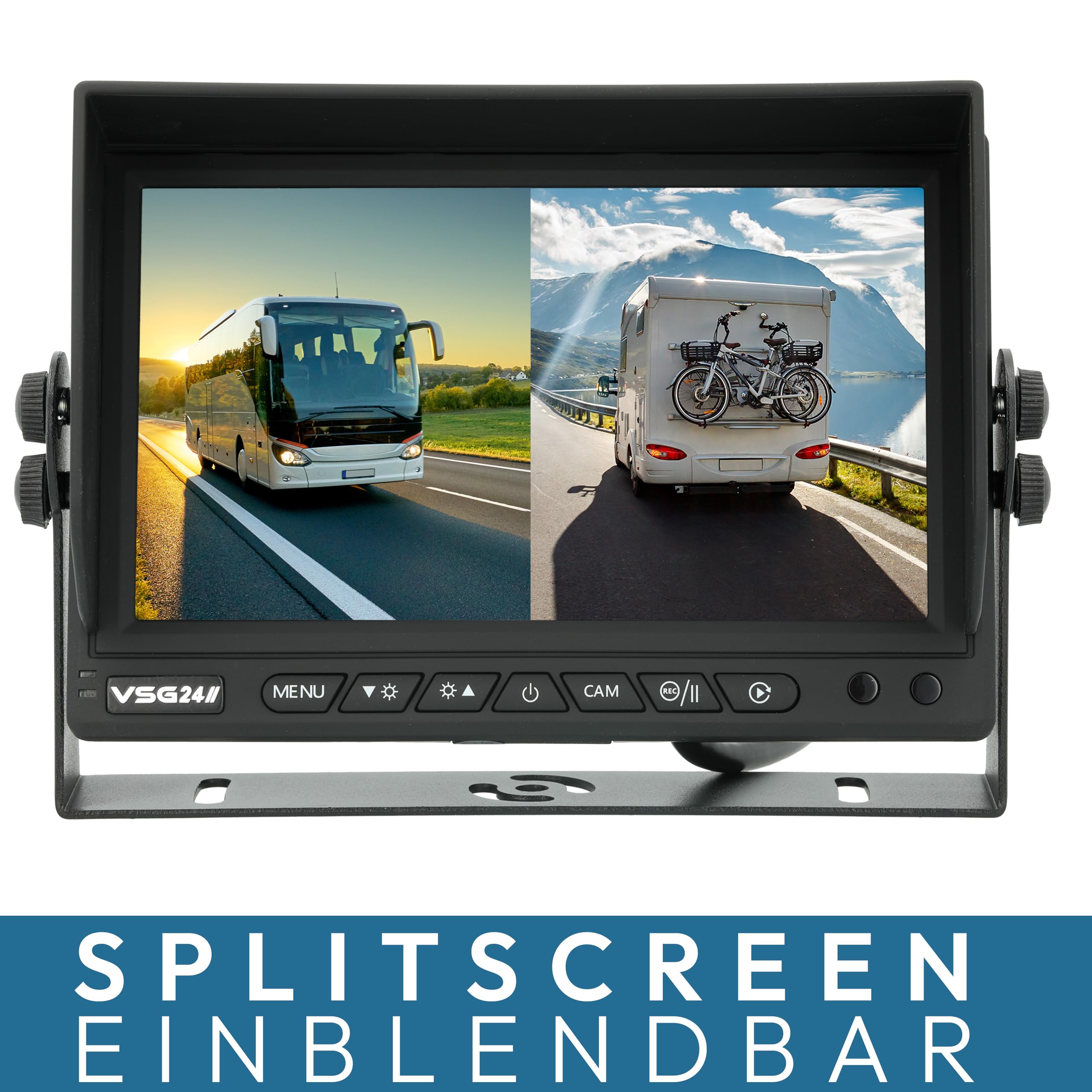VSG24 Rückfahrkamera 7" HD Starter-Set inkl. Kamera, Monitor, Kabel - Wasserdicht Nachtsicht 12V-24V Einfache Montage/Robustes Rückfahrsystem für Auto Wohnwagen LKW Anhänger Wohnmobile Einparkhilfe