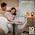 Kinderkraft Neste UP2 Beistellbett 2 in 1, Kinderreisebett mit Matratze Laken, 5-stufige Matratzenhöhenverstellung, 4 Rädern mit Bremse, Weichen Material, Leichte Konstruktion, Grau