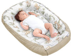 Medi Partners Babynest Nestchen für Neugeborene - 100x60x15 Babynestchen Baby zweiseitg Nest Bett 100% Baumwolle Waffel Kuschelnest tragbar (‎Safari mit beige Waffel)
