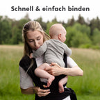 CuddleBug Babytragetuch ab Geburt bis 36 Monate (3,2-15,8 kg) - Kuscheliges & Elastisches Tragetuch Baby, Verstellbar von XS bis XXL, Stillfreundlich & Einfach zu Binden (Schwarz/Black)