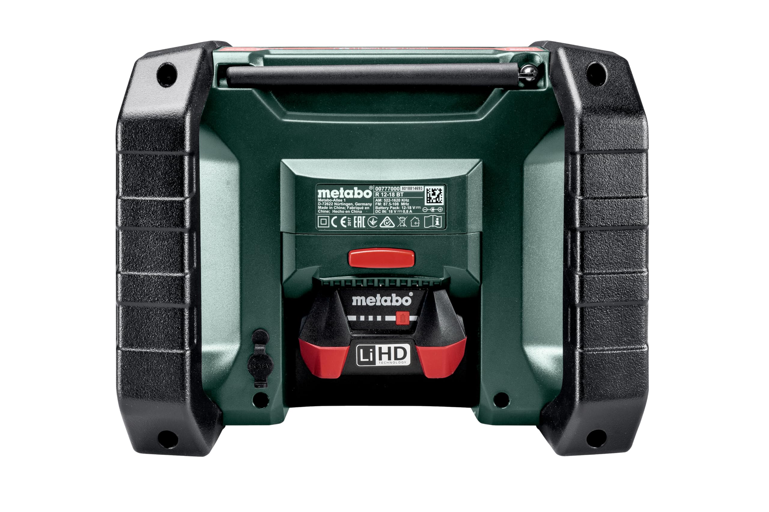 metabo Akku-Baustellenradio R 12-18 DAB+ BT – 600778850 – Robustes Radio mit digitalem DAB+ Empfang, Bluetooth und hoher Klangqualität – Inklusive Netzkabel – Ohne Akku