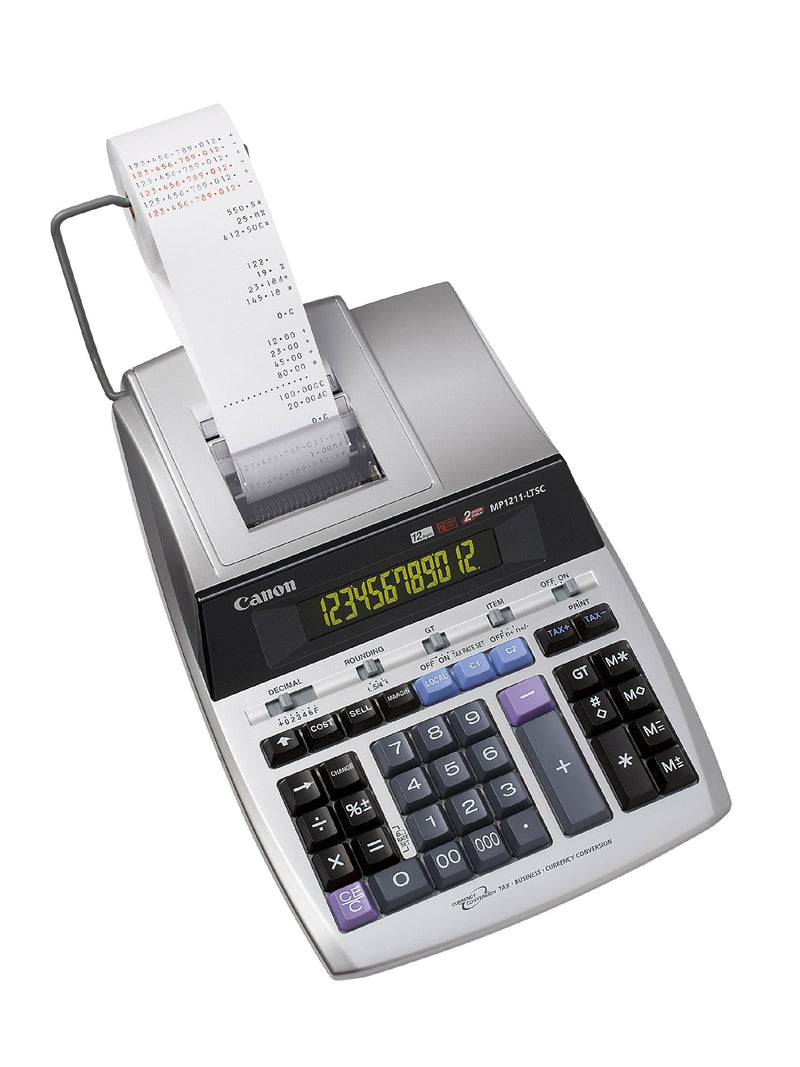 Canon MP1211-LTSC, druckender Tischrechner, 12-stellig, zweifarbiges Display, Silber Metallic