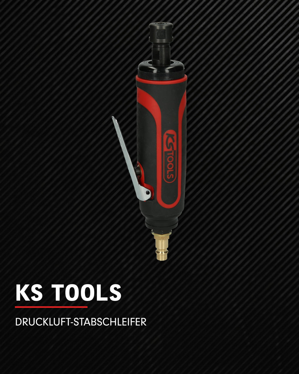 KS Tools Stabschleifer Druckluft 515.5410 6mm I Geradschleifer mit Drehzahl-Regulierung I Für HM-Fräser, Mini-Trennscheiben und Steinschleifkörper I 23.000 U/min