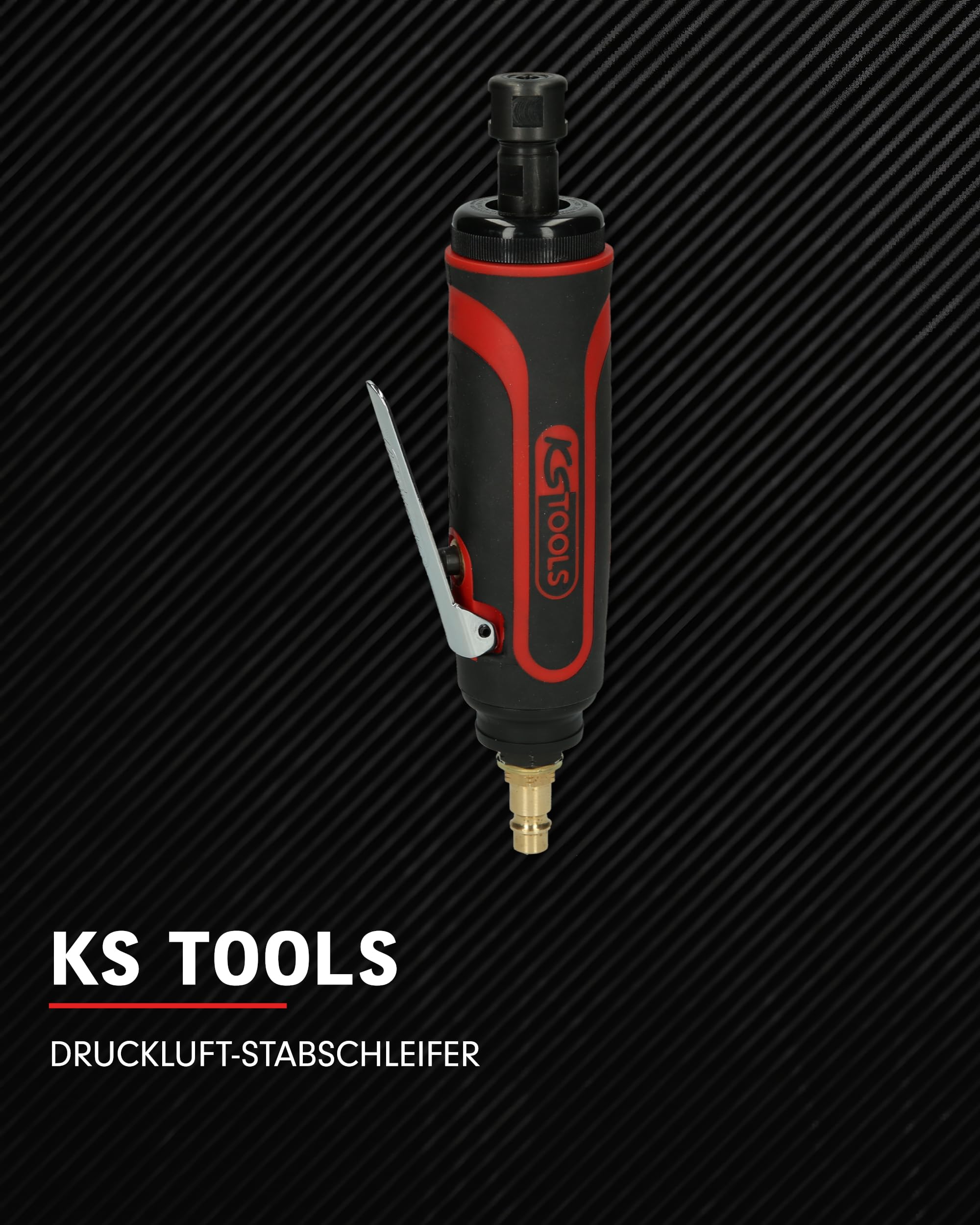 KS Tools Stabschleifer Druckluft 515.5410 6mm I Geradschleifer mit Drehzahl-Regulierung I Für HM-Fräser, Mini-Trennscheiben und Steinschleifkörper I 23.000 U/min