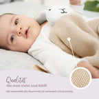 Livella Kuscheltuch „Hase“ mit Söckchen - Reine Bio-Baumwolle – Premium Schmusetuch, Kuscheldecke, Schmusedecke, Strickdecke - Samtweich & atmungsaktiv - Oeko-TEX® Standard 100 und GOTS Zertifiziert