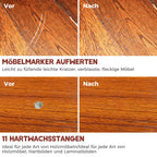 NYBQ Laminat Reparaturset, 24 Stück Holz Parkett Reparaturset Neuem Upgrade-Schmelzwerkzeug, 11 Farben Hartwachs für Holzkitt Vinylboden Holzböden Möbel Arbeitsplattet Reparatur set