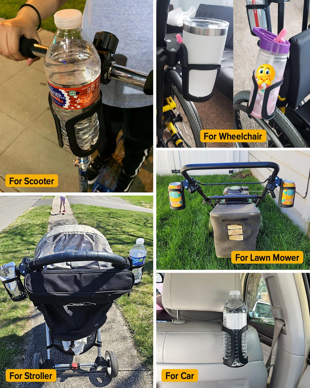 BUNDLEPRO Getränkehalter für Kinderwagen,Universal Getränkehalter für Fahrrad, 2 Stücke,360 Grad Rotation, Flaschenhalter Wasser Becherhalter für Trolleys Mountainbikes,Kinderwagen und Rollstuhl