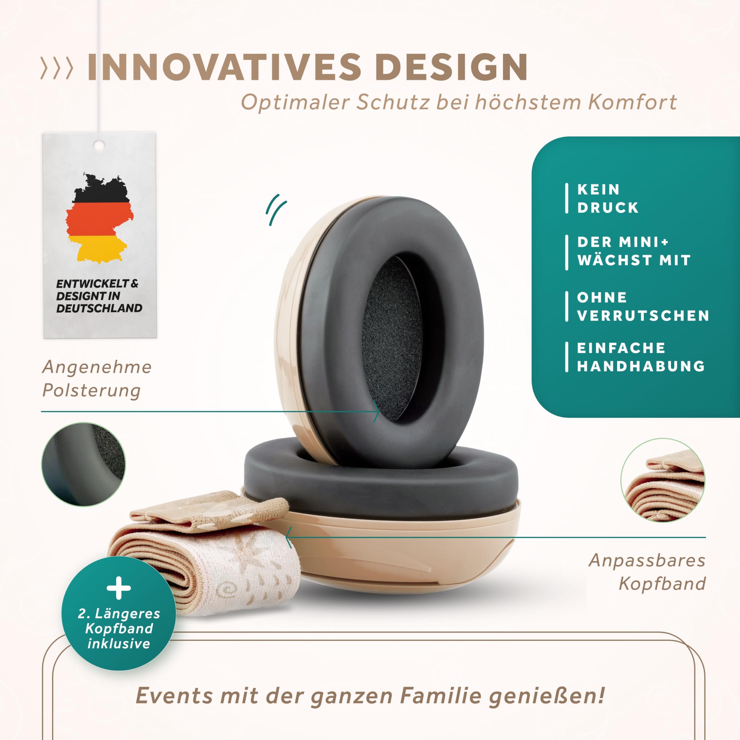 Schallwerk ® Mini+ (Coffee) - Ohrenschützer für Kleinkinder - Hochwertige Lärmschutz Kopfhörer Kinder - Gehörschutz Kinder, Gehörschutz Baby, Ohrenschützer Baby Kopfhörer Lärmschutz