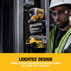 DEWALT 18 Volt Akku-Schlagschrauber (1/4“) (bürstenloser Motor, für schwere Schraubarbeiten, Dreh- und Schlagzahl sowie Drehmoment über 3 Stufen einstellbar, ohne Akku und Ladegerät), DCF850N-XJ
