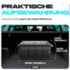 FORTEM Kofferraum Organizer, Kofferraumtasche, Zusammenklappbarer Auto Organizer Kofferraum mit Fächern, Rutschfester Boden, Verstellbare Sicherungsriemen, Klappbarer Deckel (Schwarz)