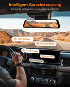 WOLFBOX 12" G840H Spiegel Dashcam mit Rückfahrkamera, ADAS und BSD, 2.5K Dual Dash Cam Spiegel mit 5.8GHz WiFi, Sprachsteuerung, Loop-Aufnahme, Parküberwachung, Kostenlose 32 GB Karte und GPS