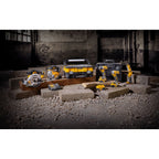 DEWALT 18 Volt Kombo-Pack DCK551P3T (mit 1x Schlagbohrschrauber DCD796, 1x Schlagschrauber DCF887, 1x Kreissäge DCS391, 1x Stichsäge DCS331, 1x Leuchte DCL050, 3x 18 V 5 Ah Akkus, Ladegerät, 2x Boxen)