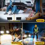 T-SUN 2x60W LED Baustrahler mit Stecker, 11000LM Baustellenstrahler mit 4M Kabel, IP66 Wasserdicht Arbeitsleuchte Baulampe, 6000K Kaltweiß LED Bauscheinwerfer für Baustelle, Werkstatt oder Keller