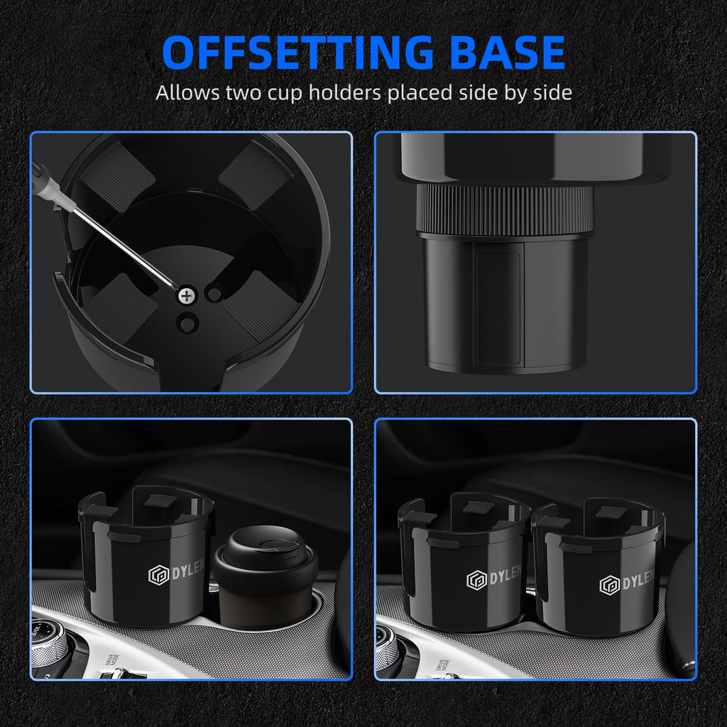 DYLEN Getränkehalter Auto, Becherhalter Auto mit Verstellbarer Basis, Flaschenhalter Auto Kompatibel mit Stanley, Andere Große Flaschen 0,5-1,5 L (7,0-10,7cm)