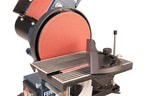 Ferm Bandschleifmaschine – 350W – 150mm - einschl. 2 Schleifbänder (P80 & P120) und 2 Schleifscheiben (P80 & P120), BGM1022