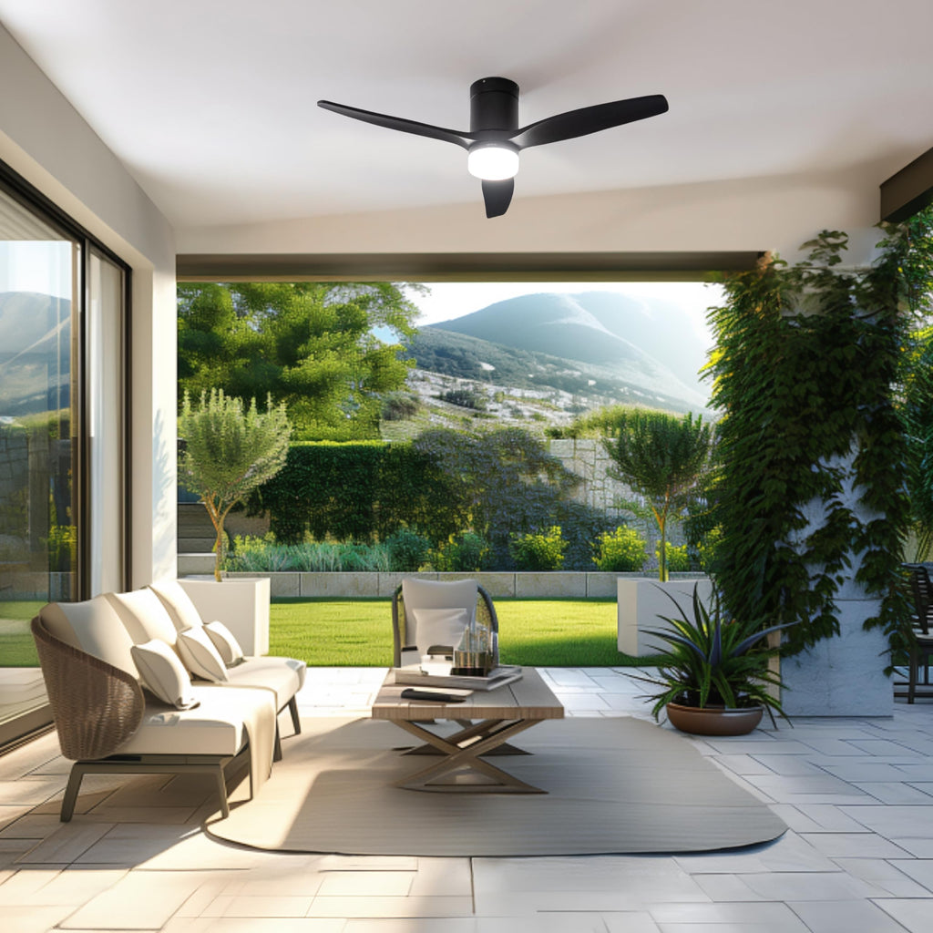 Cecotec - Deckenventilatoren mit Licht EnergySilence Aero 5600 Aqua GoldBlack Connected, 132 cm, 40 W, LED 20W Litch, 3 Flügel, 6 Geschwindigkeiten, Timer, Winter/Sommermodus, Wi-Fi, Goldschwarz