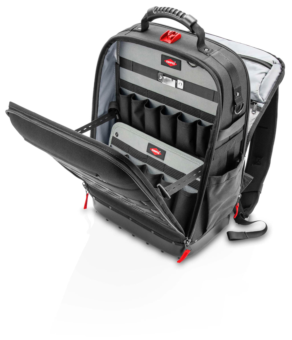 KNIPEX Modular X18 Werkzeugrucksack, leer, 58 Steckmöglichkeiten, 18 l Volumen, mit Laptop-Fach, stabile Bodenschale, 530 x 340 x 210 mm, 00 21 50 LE