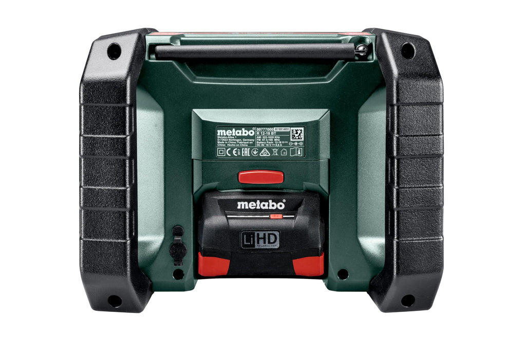 metabo Akku-Baustellenradio R 12-18 DAB+ BT – 600778850 – Robustes Radio mit digitalem DAB+ Empfang, Bluetooth und hoher Klangqualität – Inklusive Netzkabel – Ohne Akku