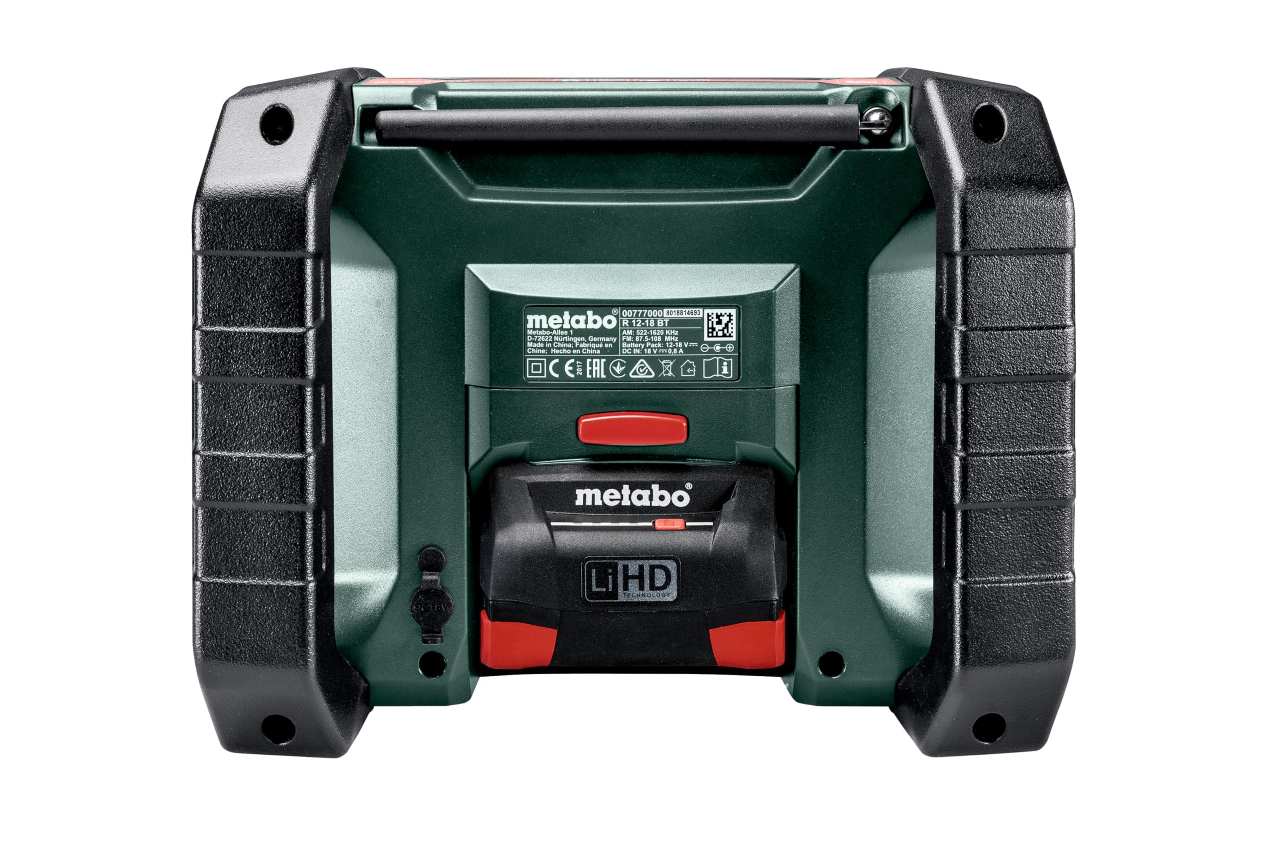 metabo Akku-Baustellenradio R 12-18 DAB+ BT – 600778850 – Robustes Radio mit digitalem DAB+ Empfang, Bluetooth und hoher Klangqualität – Inklusive Netzkabel – Ohne Akku