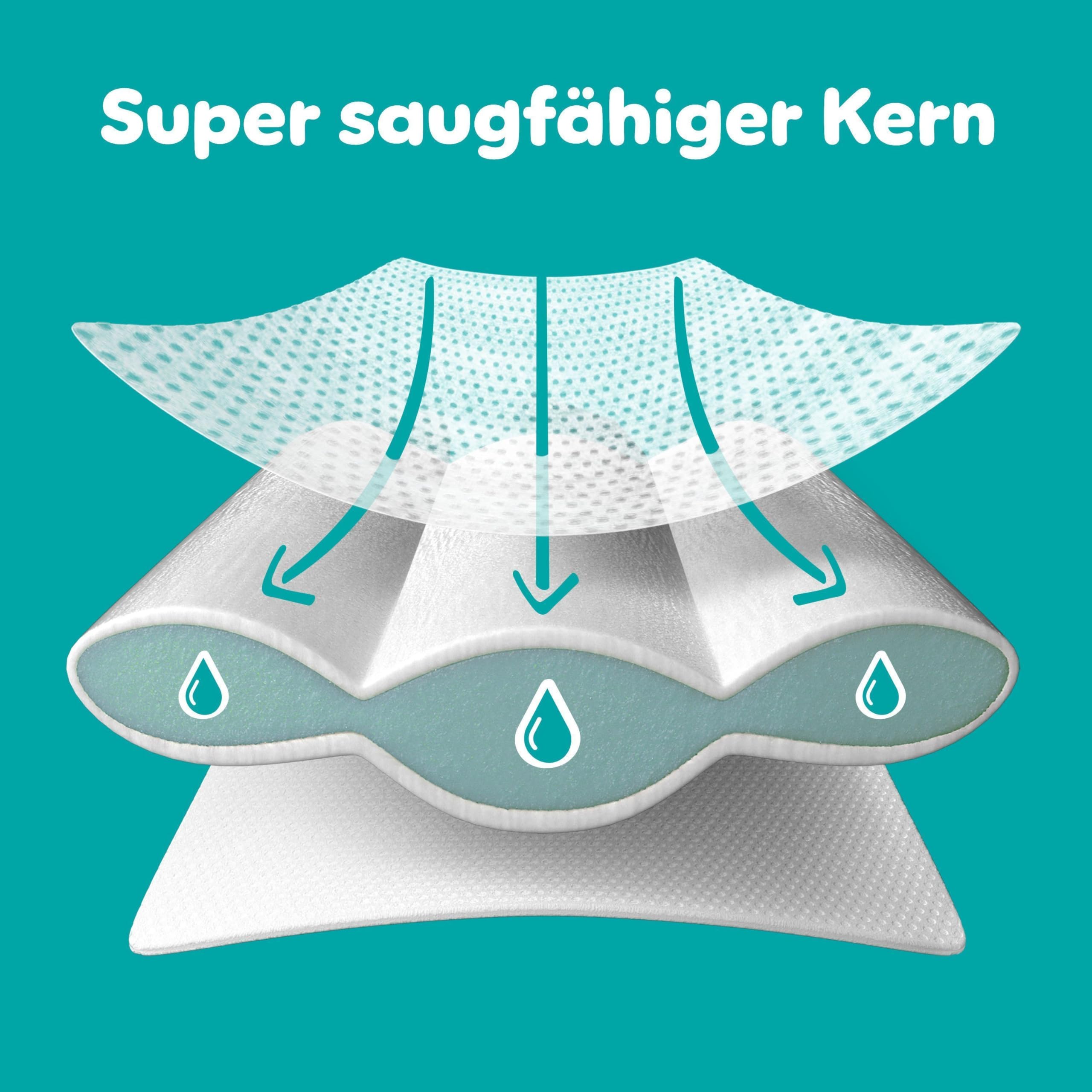 Pampers Baby-Dry Größe 6, 148 Windeln, 13kg-18kg, Bis zu 100% Auslaufschutz & Komfort die ganze Nacht