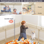 Fodoss Baby Laufgitter mit Matte, 120x120cm Laufstall Baby, mit Matratze, Atmungsaktives Netzdesign, Laufstall für die Wohnung-Beige