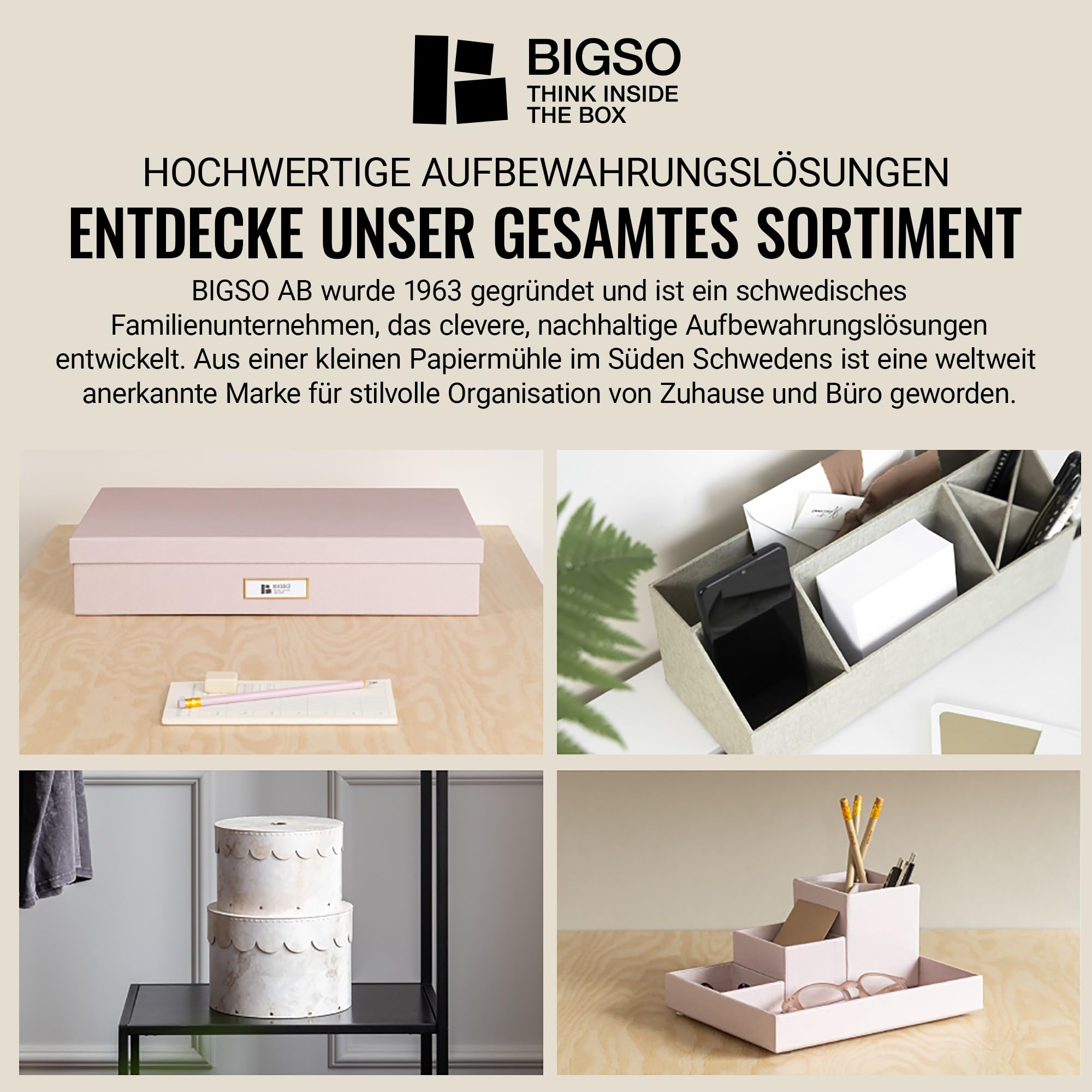 BIGSO JOHAN Hängeregisterbox A4 – Hängemappenbox mit Deckel und Griff – Schreibtischablage für Hängemappen & Dokumente – Aufbewahrungsbox aus recycelter Faserplatte und Papier – Leinen