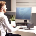 Fellowes Monitorständer Designer Suites, höhenverstellbar um 4 cm, ergonomisch, mit Aufbewahrungsfach, für Monitore bis 21 Zoll bzw. 18 kg