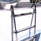 4,4M Teleskopleiter mit Haken Edelstahl Leiter Klappleiter Ausziehleiter Stehleiter Rutschfester, Teleskop-Design, aus hochwertigem Edelstahl, Tragbar, Leichte, 150 kg Belastbarkeit