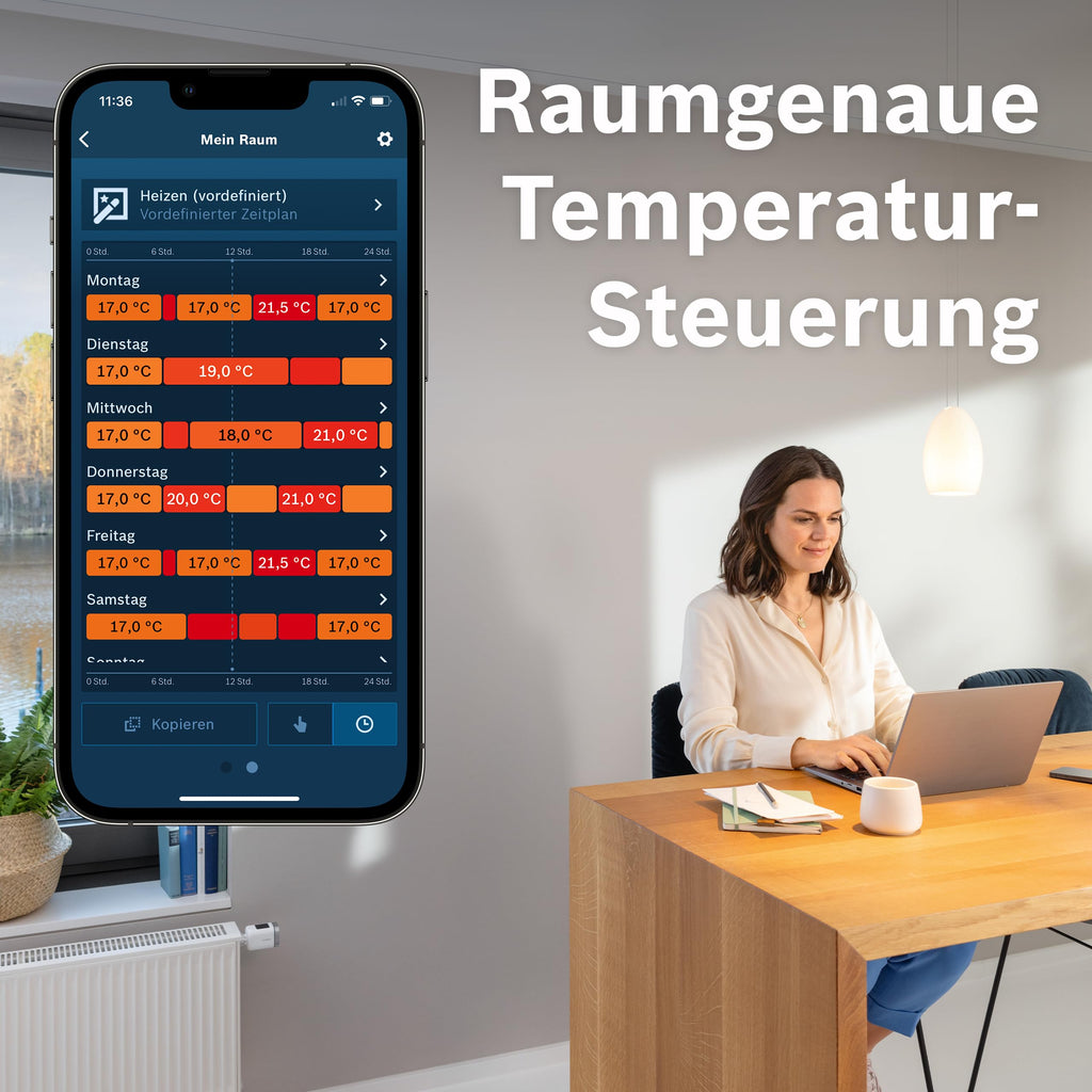 Bosch Smart Home Heizkörperthermostat II [+M], smartes Thermostat, Flexible Nutzung im Bosch Smart Home System oder herstellerübergreifend in Matter Systemen, anthrazit