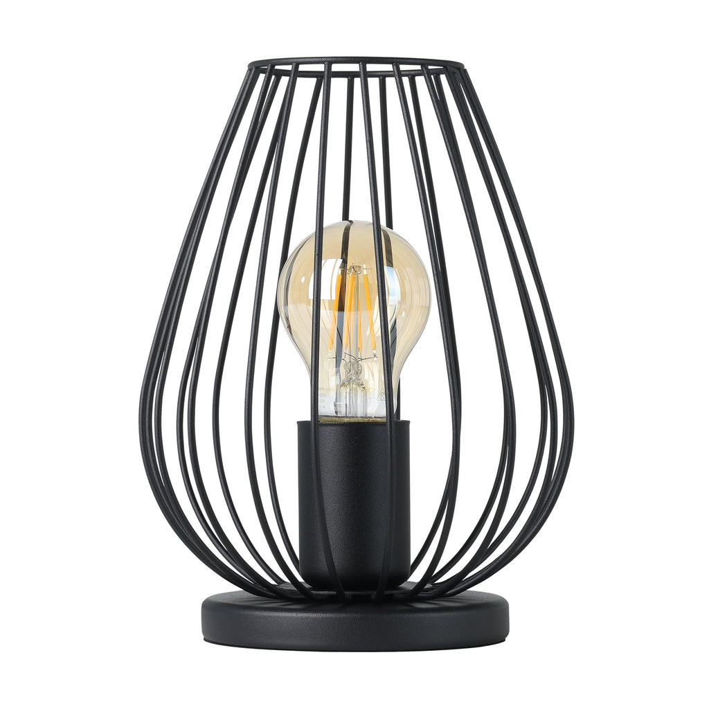 EGLO Tischlampe Newtown, 1 flammige Vintage Tischleuchte, Nachttischlampe aus Stahl, Farbe: Schwarz, Fassung: E27, inkl. Schalter