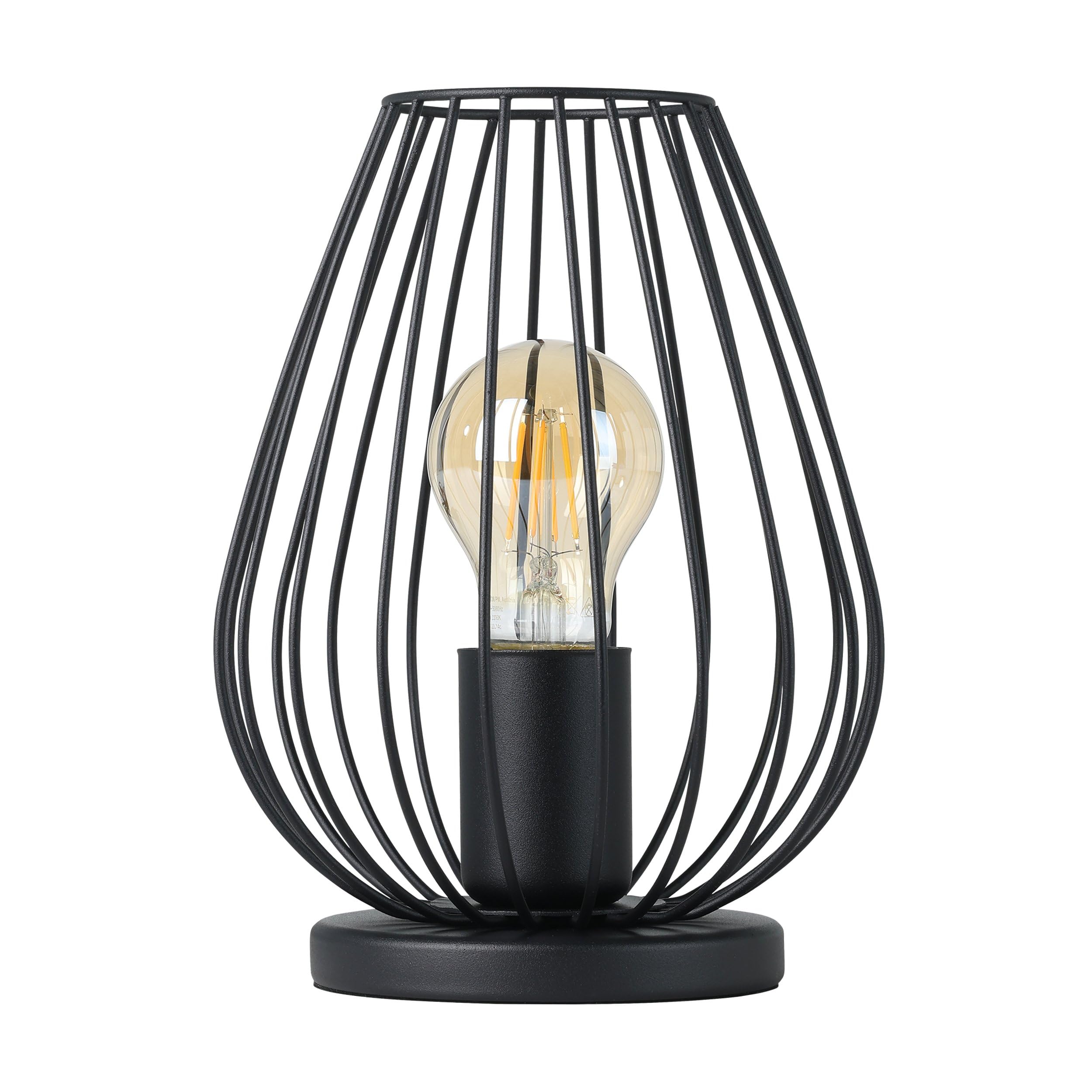 EGLO Tischlampe Newtown, 1 flammige Vintage Tischleuchte, Nachttischlampe aus Stahl, Farbe: Schwarz, Fassung: E27, inkl. Schalter